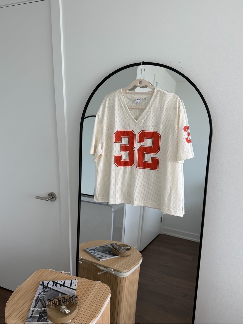 TNA Cream Mesh Jersey with Orange Red '32'